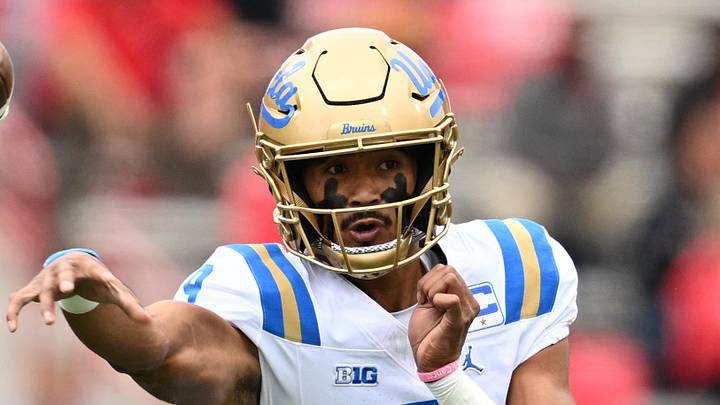 Sep 26, 2026; College Park, Maryland, USA; UCLA Bruins quarterback Nico Iamaleava (9) passes in the first half against the Maryland Terrapins at SECU Stadium. Mandatory Credit: Jamie Sabau-Imagn Images Sep 26, 2026; College Park, Maryland, USA; UCLA Bruins quarterback Nico Iamaleava (9) passes in the first half against the Maryland Terrapins at SECU Stadium. Mandatory Credit: Jamie Sabau-Imagn Images