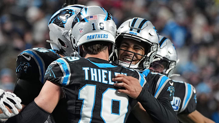 Carolina Panthers quarterback Bryce Young and wide receiver Adam Thielen.
