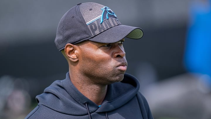 Carolina Panthers defensive coordinator Ejiro Evero