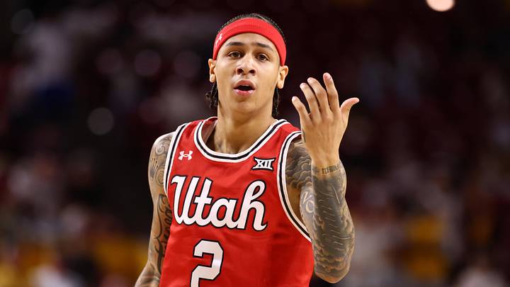 Feb 28, 2026; Tempe, Arizona, USA; Utah Utes guard Terrence Brown (2) against the Arizona State Sun Devils at Desert Financial Arena. Mandatory Credit: Mark J. Rebilas-Imagn Images