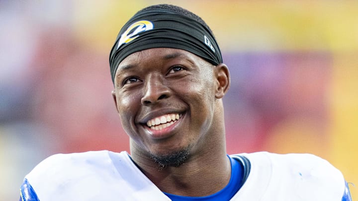 November 9, 2025; Santa Clara, California, USA; Los Angeles Rams wide receiver Xavier Smith (19) after the game against the San Francisco 49ers at Levi's Stadium. Mandatory Credit: Kyle Terada-Imagn Images