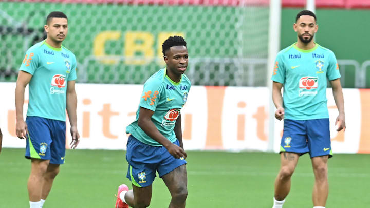 The Brazil national team in training ahead of their qualifier against Colombia.