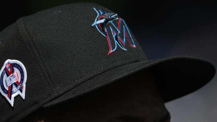 A black Miami Marlins hat.