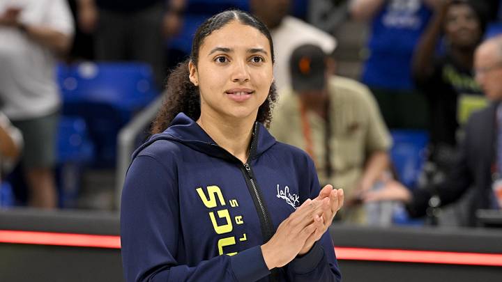 Jun 1, 2026; Arlington, Texas, USA; Dallas Wings guard Azzi Fudd (35) looks on after the game against the Seattle Storm at College Park Center. Mandatory Credit: Jerome Miron-Imagn Images