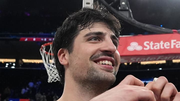 Portland Trail Blazers forward Deni Avdija gestures after the game against the LA Clippers.