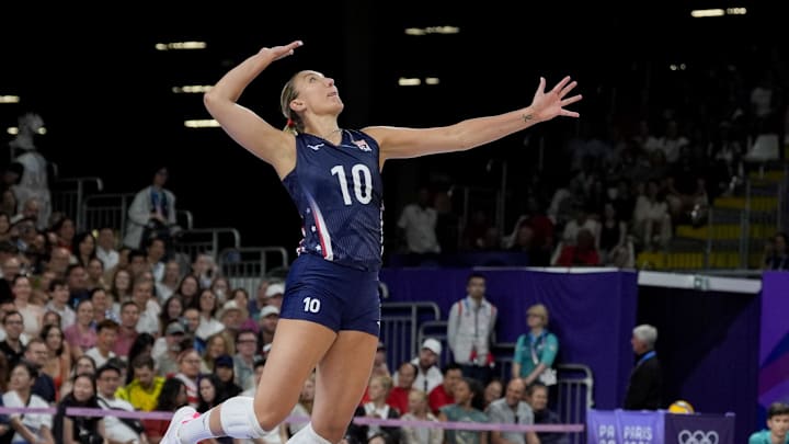 U.S. outside hitter Jordan Larson during the Paris 2024 Olympic Summer Games. U.S. outside hitter Jordan Larson during the Paris 2024 Olympic Summer Games.