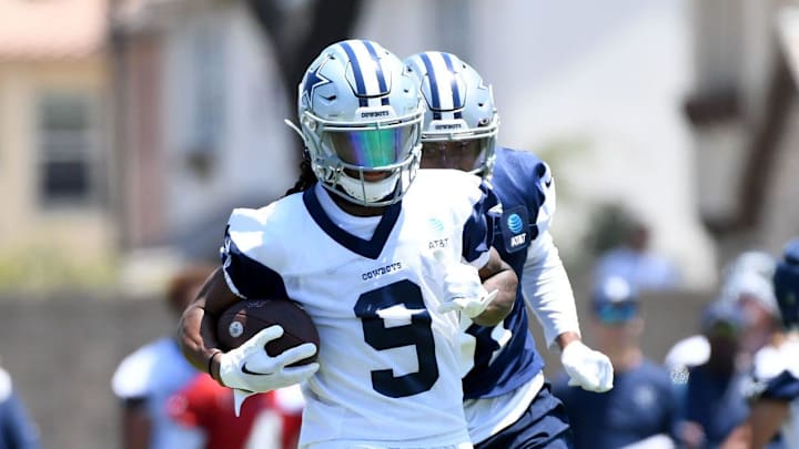 Dallas Cowboys receiver KaVontae Turpin runs with the ball after making a catch during training camp at River Ridge Fields in Oxnard Dallas Cowboys receiver KaVontae Turpin runs with the ball after making a catch during training camp at River Ridge Fields in Oxnard