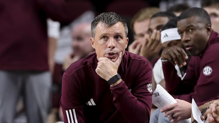 Texas A&M Aggies head coach Bucky McMillan looks on during the second half against the Mississippi Valley State Delta Devils at Reed Arena. 