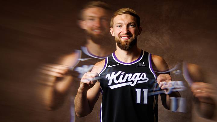 Sep 29, 2025; Sacramento, CA, USA; Sacramento Kings forward Domantas Sabonis (11) during media day at Golden 1 Center. Mandatory Credit: Sergio Estrada-Imagn Images