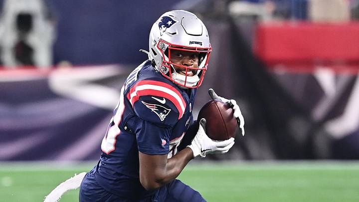 August 8, 2024; Foxborough, MA, USA; New England Patriots wide receiver Kayshon Boutte (80) runs after the catch during the first half against the Carolina Panthers at Gillette Stadium. Mandatory Credit: Eric Canha-Imagn Images August 8, 2024; Foxborough, MA, USA; New England Patriots wide receiver Kayshon Boutte (80) runs after the catch during the first half against the Carolina Panthers at Gillette Stadium. Mandatory Credit: Eric Canha-Imagn Images