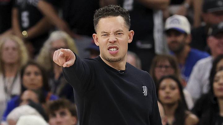 Jun 13, 2026; San Antonio, Texas, USA; San Antonio Spurs head coach Mitch Johnson points to his players during the first quarter during game five of the 2026 NBA Finals at Frost Bank Center. Mandatory Credit: Geoff Burke-Imagn Images Jun 13, 2026; San Antonio, Texas, USA; San Antonio Spurs head coach Mitch Johnson points to his players during the first quarter during game five of the 2026 NBA Finals at Frost Bank Center. Mandatory Credit: Geoff Burke-Imagn Images