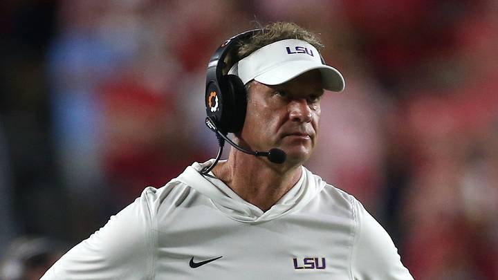 Louisiana State Tigers head coach Lane Kiffin looks on during the second quarter against the Mississippi Rebels at Vaught-Hemingway Stadium. Louisiana State Tigers head coach Lane Kiffin looks on during the second quarter against the Mississippi Rebels at Vaught-Hemingway Stadium.