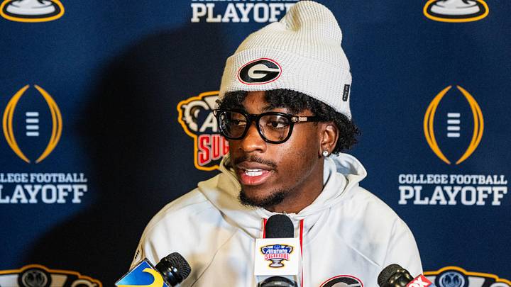 Georgia wide receiver Zachariah Branch (1) takes questions from the press during the Sugar Bowl and College Football Playoff quarterfinals Media Day at Sheraton New Orleans Hotel in New Orleans, La., on Tuesday, Dec. 30, 2025. Players and coaches from Ole Miss and Georgia took questions from the press. Georgia wide receiver Zachariah Branch (1) takes questions from the press during the Sugar Bowl and College Football Playoff quarterfinals Media Day at Sheraton New Orleans Hotel in New Orleans, La., on Tuesday, Dec. 30, 2025. Players and coaches from Ole Miss and Georgia took questions from the press.