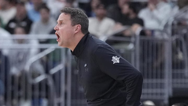Mar 20, 2025; Providence, RI, USA; McNeese State Cowboys head coach Will Wade signals to his players during the second half against the Clemson Tigers at Amica Mutual Pavilion. Mandatory Credit: Gregory Fisher-Imagn Images Mar 20, 2025; Providence, RI, USA; McNeese State Cowboys head coach Will Wade signals to his players during the second half against the Clemson Tigers at Amica Mutual Pavilion. Mandatory Credit: Gregory Fisher-Imagn Images