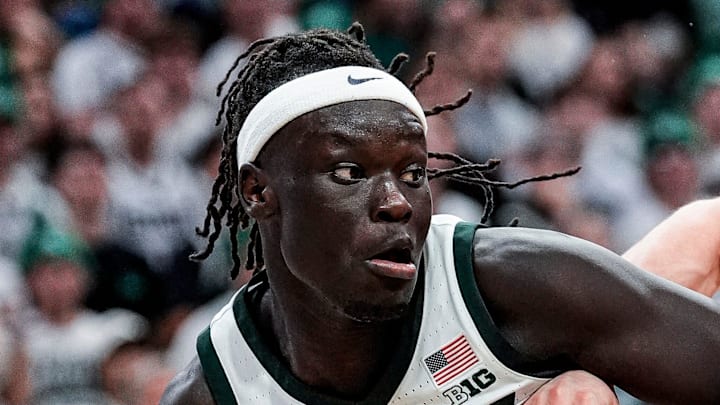 Michigan State guard Kur Teng (2) dribbles against Indiana guard Conor Enright (5) during the second half at Breslin Center in East Lansing on Tuesday, Jan. 13, 2026.