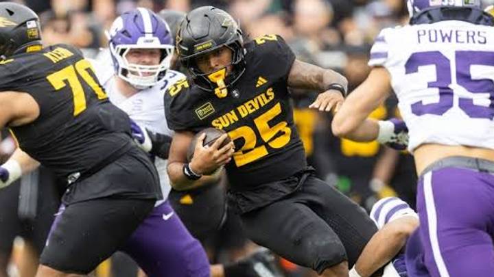 Oct 24, 2026; Tempe, Arizona, USA; Arizona State Sun Devils running back Cardae Mack (25) against the Kansas State Wildcats in the first half at Mountain America Stadium.