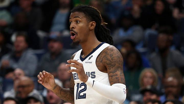Nov 5, 2025; Memphis, Tennessee, USA; Memphis Grizzlies guard Ja Morant (12) reacts during the third quarter against the Houston Rockets at FedExForum. Mandatory Credit: Petre Thomas-Imagn Images Nov 5, 2025; Memphis, Tennessee, USA; Memphis Grizzlies guard Ja Morant (12) reacts during the third quarter against the Houston Rockets at FedExForum. Mandatory Credit: Petre Thomas-Imagn Images
