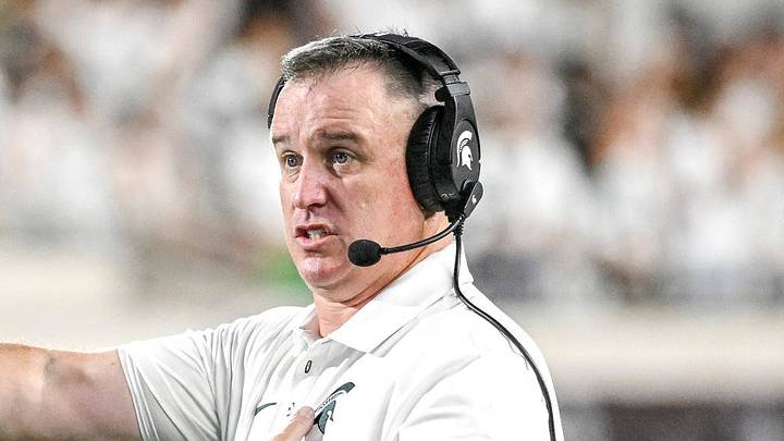 Michigan State’s head coach Pat Fitzgerald talks with a referee during the third quarter in the game against Toledo on Friday, Sept. 4, 2026, at Spartan Stadium in East Lansing. Michigan State’s head coach Pat Fitzgerald talks with a referee during the third quarter in the game against Toledo on Friday, Sept. 4, 2026, at Spartan Stadium in East Lansing.