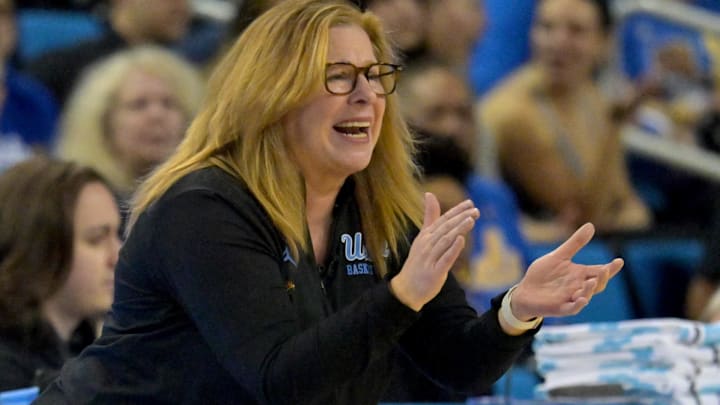 Feb 1, 2026; Los Angeles, California, USA;  UCLA Bruins head coach Cori Close in the first half against the Iowa Hawkeyes at Pauley Pavilion presented by Wescom Financial. Mandatory Credit: Jayne Kamin-Oncea-Imagn Images