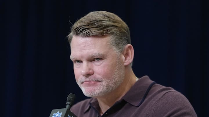 Indianapolis Colts general manager Chris Ballard speaks at the NFL Scouting Combine