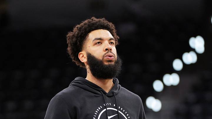 May 28, 2026; San Antonio, Texas, USA; Oklahoma City Thunder guard Kenrich Williams (34) warms up before the start of game six of the western conference finals for the 2026 NBA playoffs at Frost Bank Center. Mandatory Credit: Dustin Safranek-Imagn Images