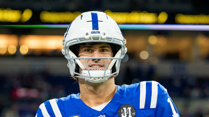 Daniel Jones of the Indianapolis Colts smiles