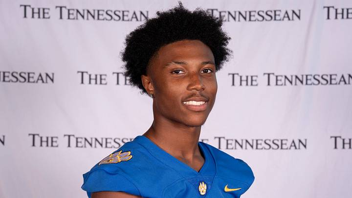Goodpasture’s Brandon Leavell (14) during Tennessee Titans high school football media day at Nissan Stadium Monday, July 13, 2026. Goodpasture’s Brandon Leavell (14) during Tennessee Titans high school football media day at Nissan Stadium Monday, July 13, 2026.