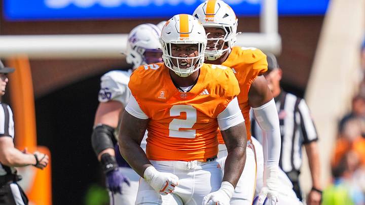 Tennessee defensive lineman Xavier Gilliam (2) celebrates making a sack during a Tennessee football game against Furman at Neyland Stadium in Knoxville, Tenn., on Sept. 5, 2026. Tennessee defensive lineman Xavier Gilliam (2) celebrates making a sack during a Tennessee football game against Furman at Neyland Stadium in Knoxville, Tenn., on Sept. 5, 2026.