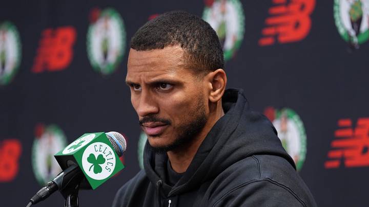 Sep 28, 2026; Boston, MA, USA; Boston Celtics head coach Joe Mazzulla talks to reporters during media day at Auerbach Center. Mandatory Credit: David Butler II-Imagn Images