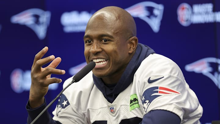 Nov 10, 2023; Frankfurt, Germany;  New England Patriots wide receiver Matthew Slater (18) speaks to media.
