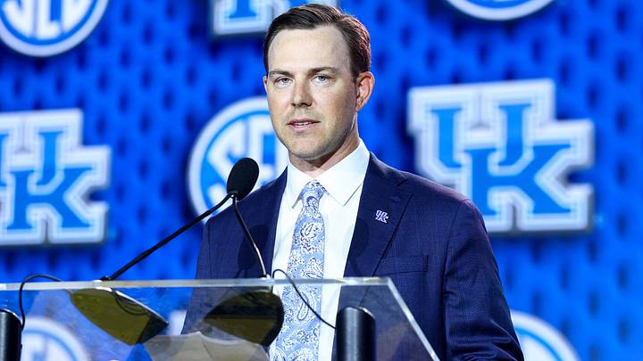 Jul 20, 2026; Tampa, FL, USA; Kentucky Wildcats head coach Will Stein speaks to the press during SEC Football Kickoff Media Day at the Tampa Marriott. Mandatory Credit: Nathan Ray Seebeck-Imagn Images Jul 20, 2026; Tampa, FL, USA; Kentucky Wildcats head coach Will Stein speaks to the press during SEC Football Kickoff Media Day at the Tampa Marriott. Mandatory Credit: Nathan Ray Seebeck-Imagn Images