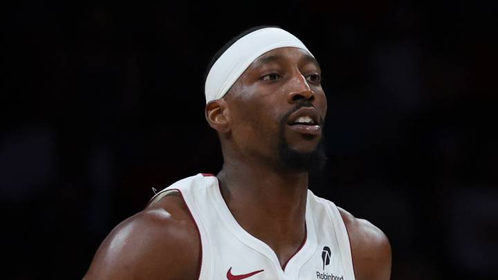 Oct 26, 2026; Miami, Florida, USA; Miami Heat center Bam Adebayo (13) looks on against the Dallas Mavericks during the fourth quarter at Kaseya Center. Mandatory Credit: Sam Navarro-Imagn Images