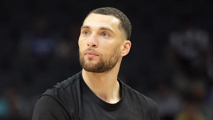 Apr 11, 2025; Sacramento, California, USA; Sacramento Kings guard Zach LaVine (8) before the game against the Los Angeles Clippers at Golden 1 Center. Mandatory Credit: Darren Yamashita-Imagn Images Apr 11, 2025; Sacramento, California, USA; Sacramento Kings guard Zach LaVine (8) before the game against the Los Angeles Clippers at Golden 1 Center. Mandatory Credit: Darren Yamashita-Imagn Images