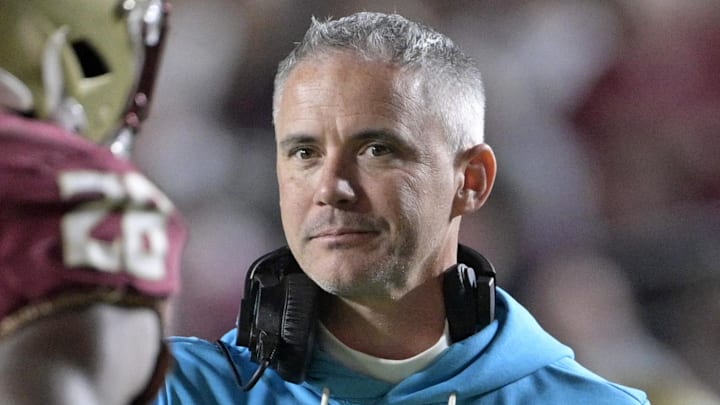 Nov 1, 2025; Tallahassee, Florida, USA; Florida State Seminoles head coach Mike Norvell celebrates a touchdown during the fourth quarter against the Wake Forest Demon Deacons at Doak S. Campbell Stadium. Mandatory Credit: Melina Myers-Imagn Images Nov 1, 2025; Tallahassee, Florida, USA; Florida State Seminoles head coach Mike Norvell celebrates a touchdown during the fourth quarter against the Wake Forest Demon Deacons at Doak S. Campbell Stadium. Mandatory Credit: Melina Myers-Imagn Images