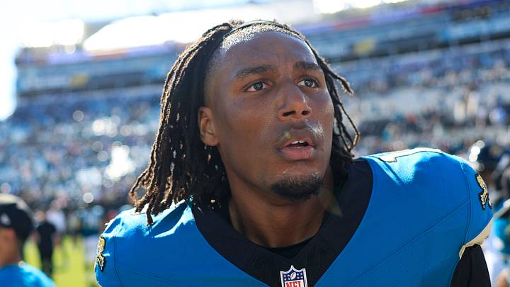 Jacksonville Jaguars wide receiver Josh Cameron (19) walks off the field after the game of an NFL football matchup at EverBank Stadium on Sunday, Sept. 27, 2026, in Jacksonville, Fla. The Jaguars defeated the Patriots 35-6. [Corey Perrine/Florida Times-Union]