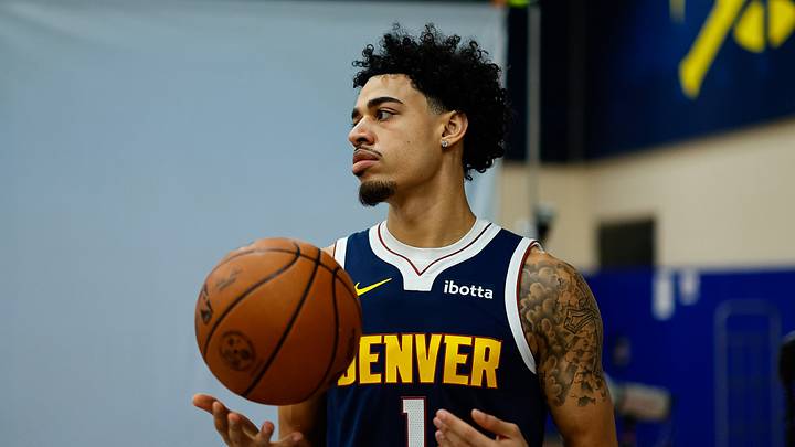 Sep 28, 2026; Denver, CO, USA; Denver Nuggets guard Julian Strawther (1) during media day at Ball Arena. Mandatory Credit: Isaiah J. Downing-Imagn Images Sep 28, 2026; Denver, CO, USA; Denver Nuggets guard Julian Strawther (1) during media day at Ball Arena. Mandatory Credit: Isaiah J. Downing-Imagn Images