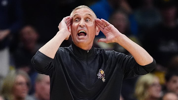 Feb 7, 2026; Boulder, Colorado, USA; Arizona State Sun Devils head coach Bobby Hurley calls out in the second half against the Colorado Buffaloes at the CU Events Center. Mandatory Credit: Ron Chenoy-Imagn Images