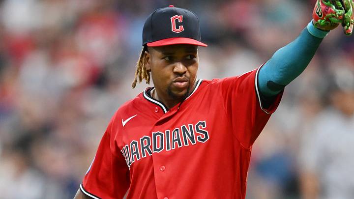 Sep 14, 2026; Cleveland, Ohio, USA; Cleveland Guardians third baseman Jose Ramirez (11) reacts after making a play during the fourth inning against the Chicago White Sox at Progressive Field. Mandatory Credit: Ken Blaze-Imagn Images