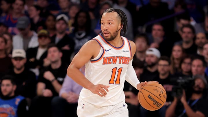 Nov 5, 2025; New York, New York, USA; New York Knicks guard Jalen Brunson (11) brings the ball up court against the Minnesota Timberwolves during the third quarter at Madison Square Garden. Mandatory Credit: Brad Penner-Imagn Images Nov 5, 2025; New York, New York, USA; New York Knicks guard Jalen Brunson (11) brings the ball up court against the Minnesota Timberwolves during the third quarter at Madison Square Garden. Mandatory Credit: Brad Penner-Imagn Images