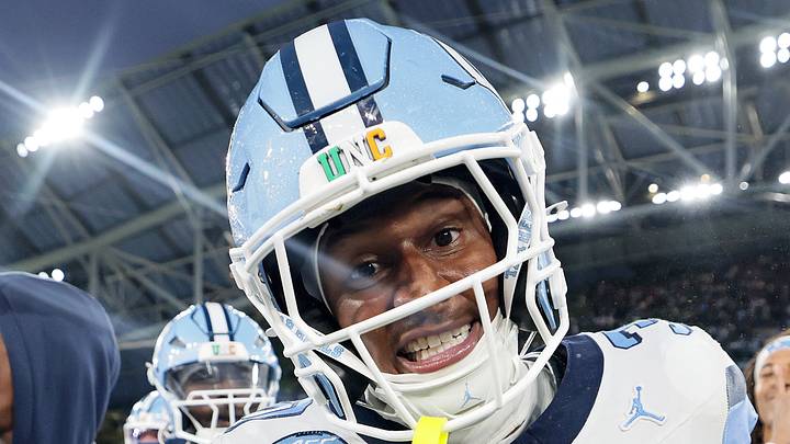 Aug 29, 2026; Dublin, Co. Dublin, IRL;  North Carolina Tar Heels defensive back Jaziel Hart (30) celebrates after the game against the TCU Horned Frogs  at Aviva Stadium.  Mandatory Credit: Laszlo Geczo-Imagn Images
