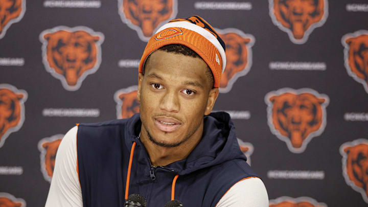 Former Chicago Bears wide receiver DJ Moore speaks