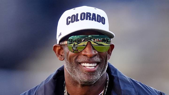 Nov 1, 2025; Boulder, Colorado, USA; Colorado Buffaloes head coach Deion Sanders before the game against the Arizona Wildcats at Folsom Field. Mandatory Credit: Ron Chenoy-Imagn Images