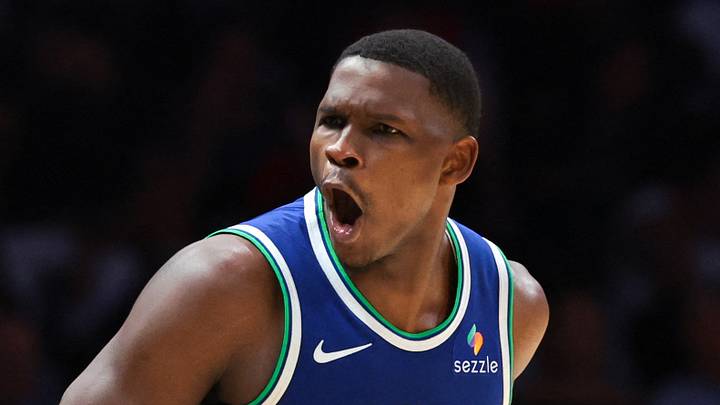 Oct 21, 2026; Miami, Florida, USA;  Minnesota Timberwolves guard Anthony Edwards (5) reacts against the Miami Heat during the fourth quarter at Kaseya Center. Mandatory Credit: Sam Navarro-Imagn Images