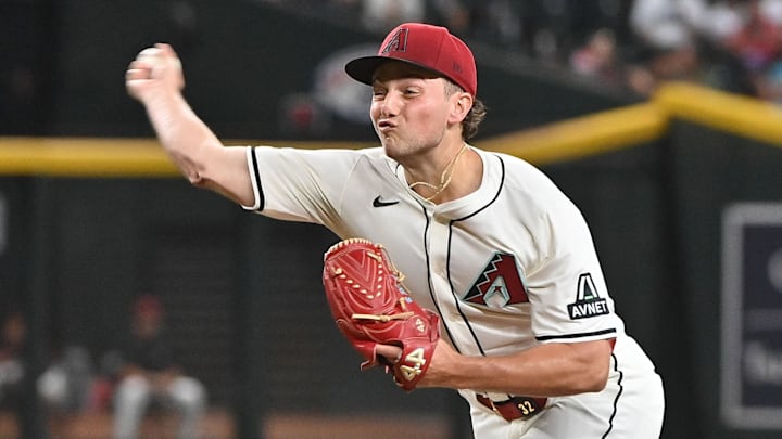 Jul 23, 2025; Phoenix, Arizona, USA; Arizona Diamondbacks pitcher Brandon Pfaadt (32) throws in the first inning against the Houston Astros at Chase Field. Mandatory Credit: Matt Kartozian-Imagn Images Jul 23, 2025; Phoenix, Arizona, USA; Arizona Diamondbacks pitcher Brandon Pfaadt (32) throws in the first inning against the Houston Astros at Chase Field. Mandatory Credit: Matt Kartozian-Imagn Images