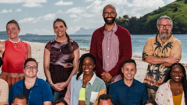 The Contestants of the CBS Original Series SURVIVOR, Season 49, scheduled to air on the CBS Television Network. Pictured (L-R): Top Row: Jawann Pitts, Shannon Fairweather, Sage Ahrens-Nichols, Nate Moore, Matt Williams, Rizo Velovic, and Kimberely “Annie” Davis. Middle Row: Jason Treul, Nicole Mazullo, Michelle “MC” Chukwujekwu, Jeremiah Ing, Kristina Mills, and Sophie Segreti. Bottom Row: Alex Moore, Savannah Louie, Jake Latimer, Sophi Balerdi, and Steven Ramm. Photo: Robert Voets/CBS ©2025 CBS