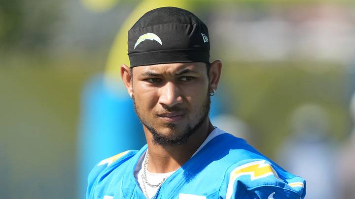 Jul 31, 2026; El Segundo, CA, USA; Los Angeles Chargers quarterback Trey Lance (5) during training camp at The Bolt. Mandatory Credit: Kirby Lee-Imagn Images