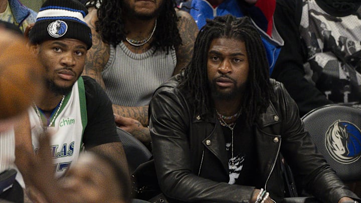 May 28, 2024; Dallas, Texas, USA; Dallas Cowboys linebacker Micah Parsons (left) and cornerback Trevon Diggs (right) watch the game between the Dallas Mavericks and the Minnesota Timberwolves in game four of the western conference finals for the 2024 NBA playoffs at American Airlines Center. Mandatory Credit: Jerome Miron-USA TODAY Sports May 28, 2024; Dallas, Texas, USA; Dallas Cowboys linebacker Micah Parsons (left) and cornerback Trevon Diggs (right) watch the game between the Dallas Mavericks and the Minnesota Timberwolves in game four of the western conference finals for the 2024 NBA playoffs at American Airlines Center. Mandatory Credit: Jerome Miron-USA TODAY Sports