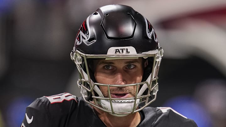 Jan 4, 2026; Atlanta, Georgia, USA; Atlanta Falcons quarterback Kirk Cousins (18) on the field before the game against the New Orleans Saints at Mercedes-Benz Stadium. Mandatory Credit: Dale Zanine-Imagn Images