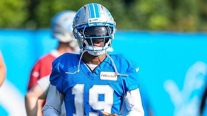 Detroit Lions wide receiver Dominic Lovett (19). Detroit Lions wide receiver Dominic Lovett (19).