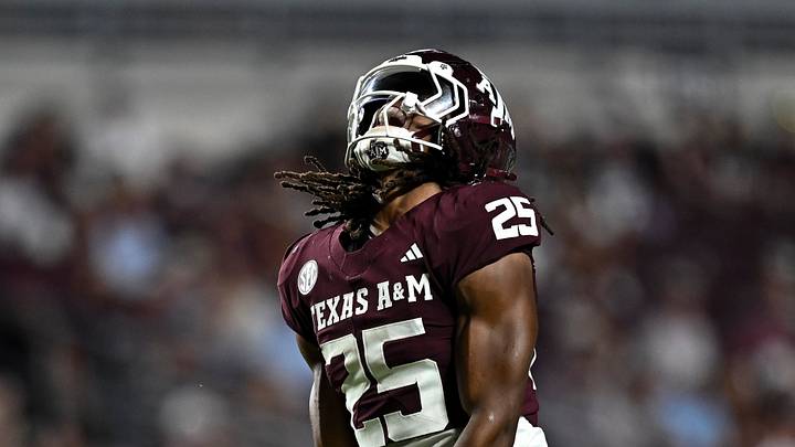 Sep 5, 2026; College Station, Texas, USA; Texas A&M Aggies linebacker Tamarion Watkins (25) celebrates during the fourth quarter against the Missouri State Bears at Kyle Field. Mandatory Credit: Maria Lysaker-Imagn Images